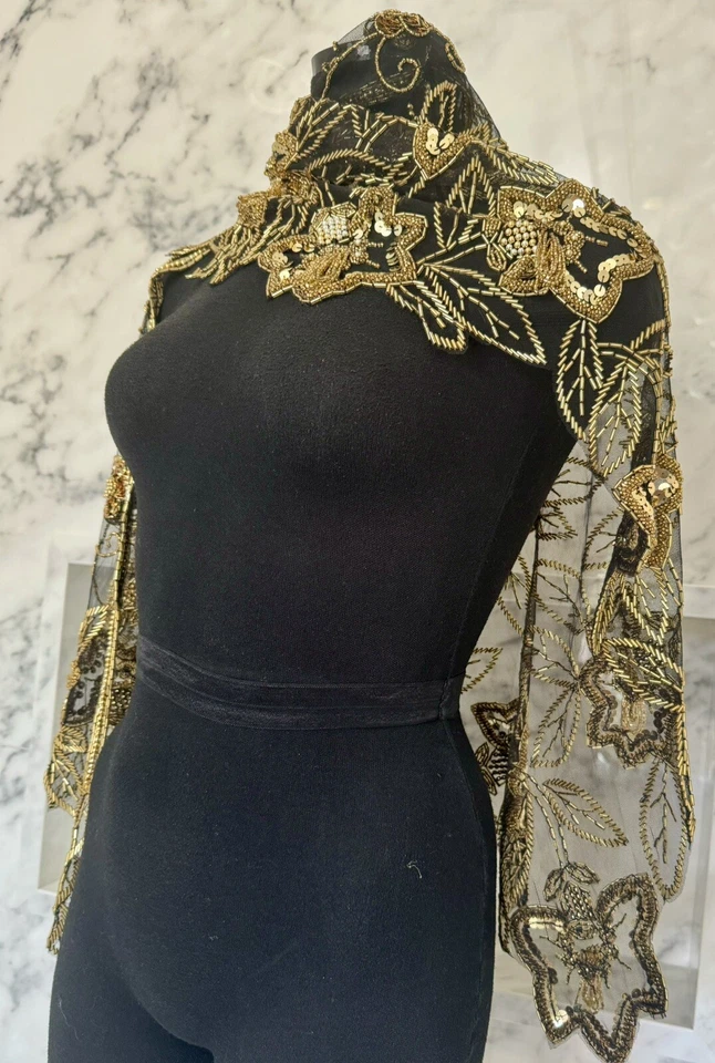 Женский шарф с блестками вышитый бисером накидка - Изображение 4 из 4