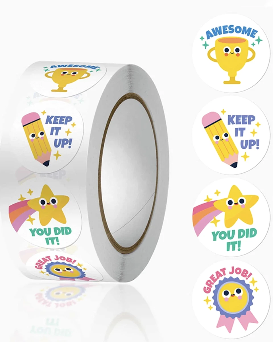 Positive Reward Teacher Merit Stickers 2.5cm 50/100 Classroom Award Cartoon Kids