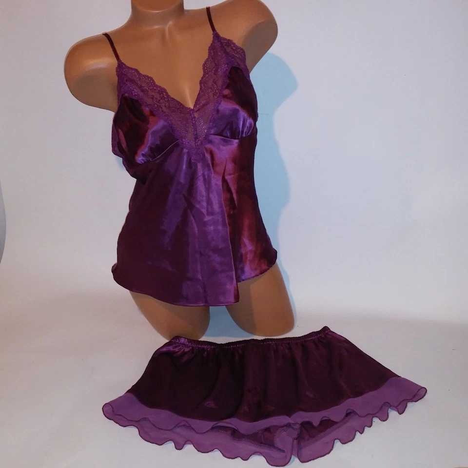 Apt. Conjunto de 9 Camisolas Prendas para dormir Medianas Top e Inferior Pantalones Cortos Camiseta sin mangas Encaje Púrpura Foto 2 de 4