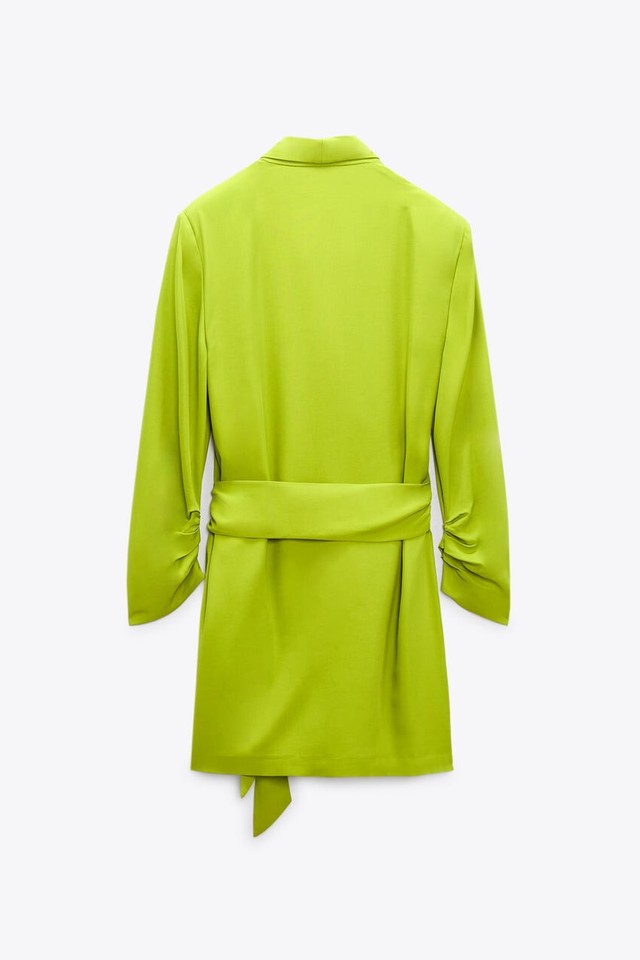 ZARA DAMEN BLAZERKLEID IN WICKELOPTIK GRS Pistaziengrün 7689/816NEU