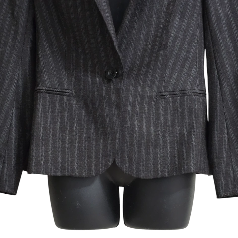 Однобортный блейзер Ted Baker London в серую полоску из шерстяной смеси размер 2 - Изображение 2 из 4