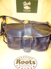 Roots Canada Genuine Electric Blue Leather Handbag New