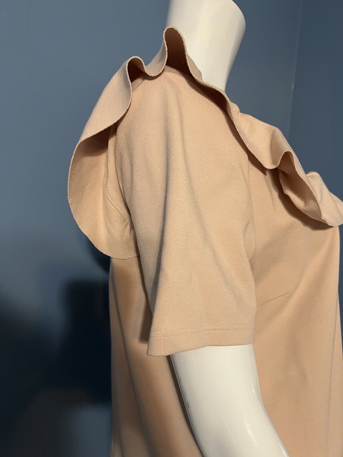 Mini abito rosso Valentino collo in rete arricciato in blush taglia XL