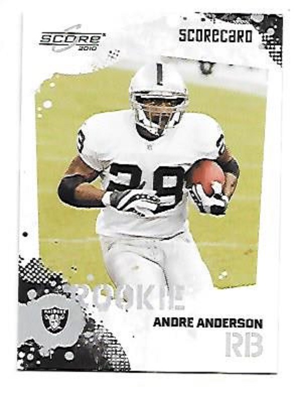 ANDRE ANDERSON 2010 SCORE SCORECARD ROOKIE #302 SERIAL #412/499 OAKLAND RAIDERS
