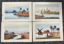 Vintage Egyptian Landscape Print Set of 4 by T.K. - Pyramids, Nile Scenes