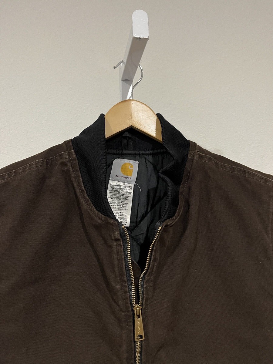 Vintage Carhartt Duck Canvas Quilt Lined Vest Made In USA FullZip
