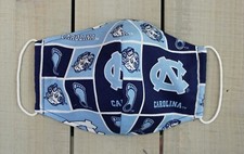 UNC Blue Print 100% Cotton Face Mask. Hand sewn mask made in USA.