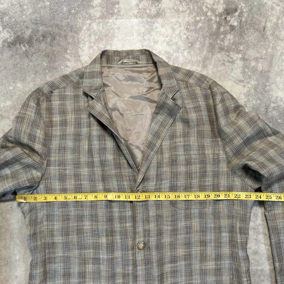 Tommy Bahama Blazer Mens Large Plaid Linen Silk Blend 3 Button Single Breasted - Image 3 of 4