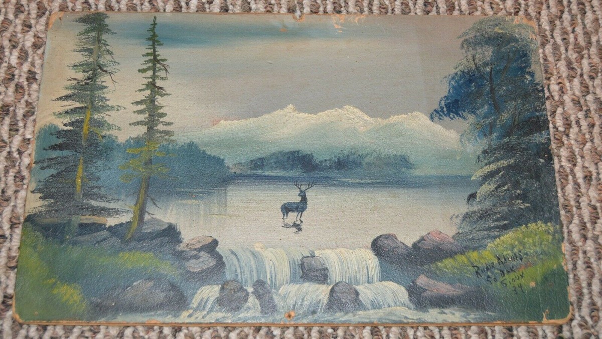 South Dakota Signed Oil Board Portrait Sioux Indian Early Rudie