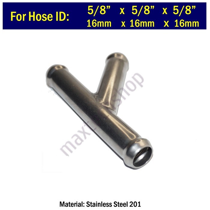 Y Wye 16mm 5/8" in Heater Hose Fitting Adaptor Coolant Pipe Connector