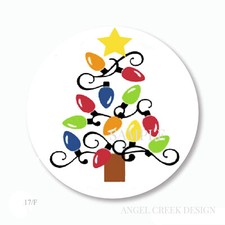 30 Merry Christmas Lights Tree Labels Scrapbook Stickers 1.5" Envelope Seals
