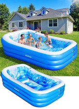 Oversized Inflatable Pool with Seats Headrest - Durable Family Lounge 98"x63