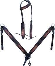 Leather Western Tack Set With Headstall  Breastplate/Collar.
