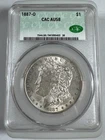 1887-O Morgan Silver Dollar, 1$, New Orleans Mint, CAC graded AU-58