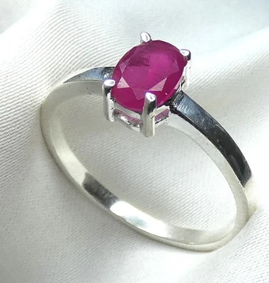💗Ring 925 Silber Gr. 18,8 (59) facettierter  Rubin, Krallenfassung UNIKAT💗 - Bild 1 von 4