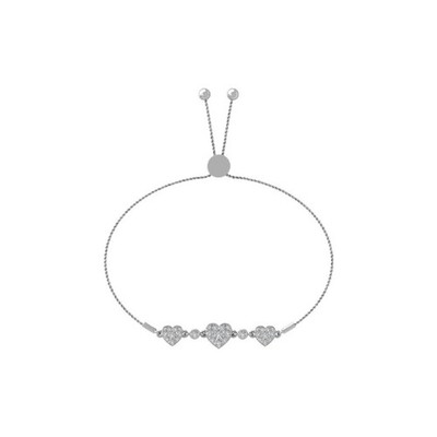10k White Gold Lab Grown Diamond Composite Bracelet 9'' Gift for Women