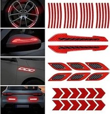 20Pcs Strong Reflective Wheel Rim Stickers, 2Pcs Rear View Mirror D Color: Red