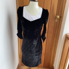 Tg Black velvet Cream Lace Midi Bodycon Dress 10 8 factory seconds bnwt