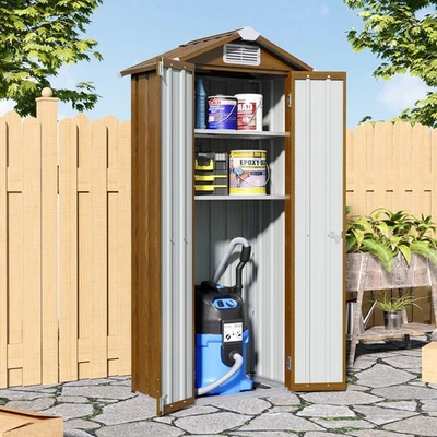 PETS-SUPPLIER-LOVE Small Garden Storage Shed Outdoor Metal Tool Box Cupboard Cabinet Lockable Sheds