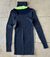 Dirk Bikkembergs 100% Wool Muscle Top Jumper Size M Grey Navy And Neon Yellow