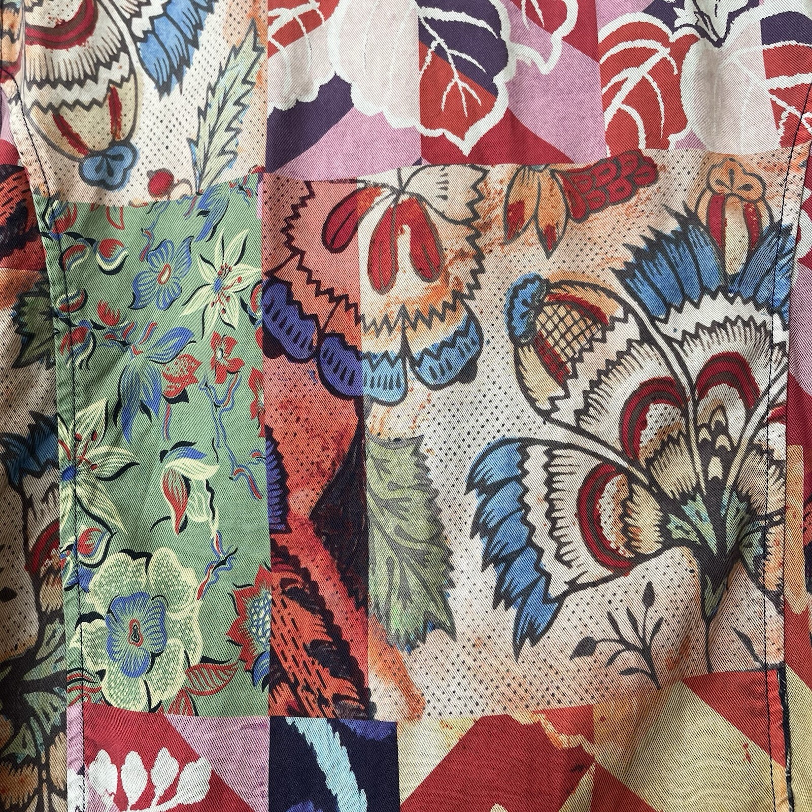 Desigual Patchwork Jacket Size Large Boho Floral … - image 6