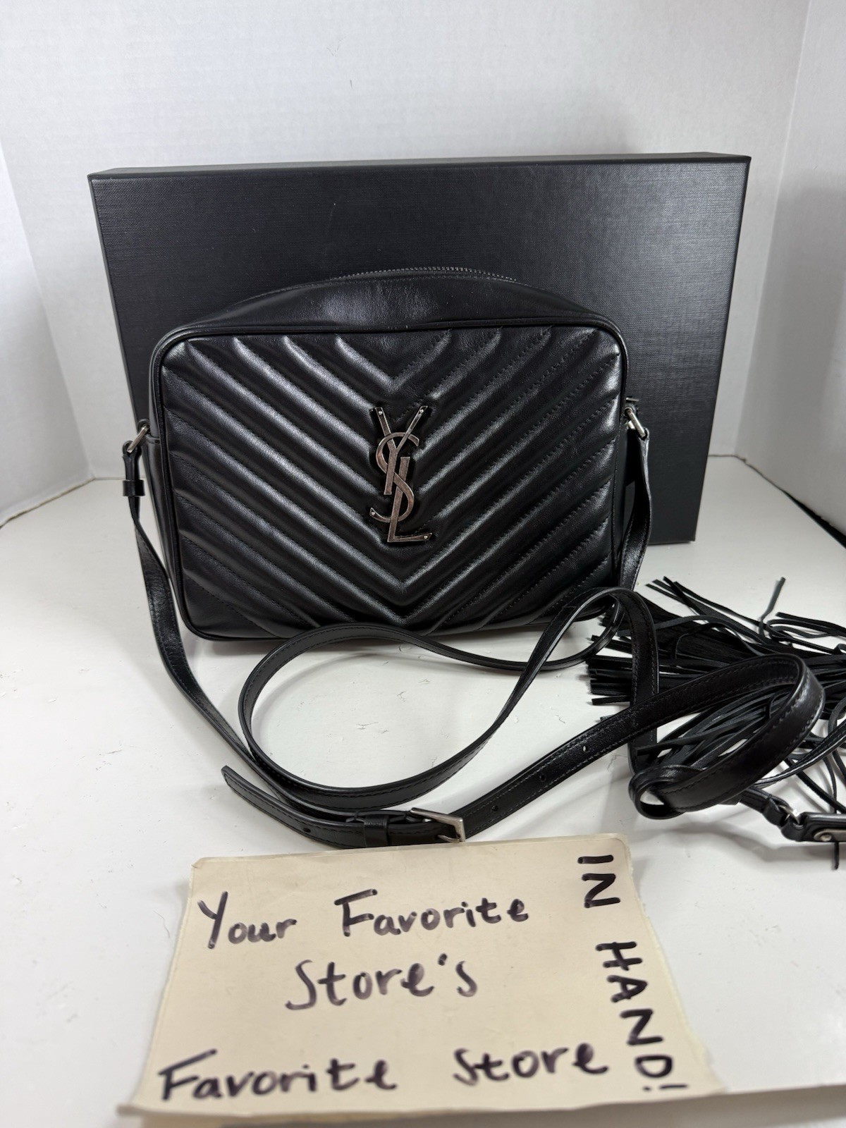Saint Laurent YSL Lou Camera Bag Black Quilted Leather Silver Hardware Authentic