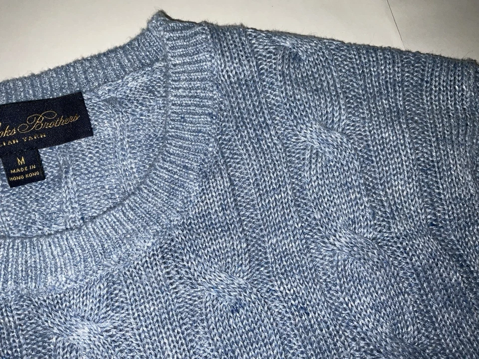 Suéter Brooks Brothers 100 % lino cuello redondo nuevo sin etiquetas $248 - Talla M Foto 2 de 4
