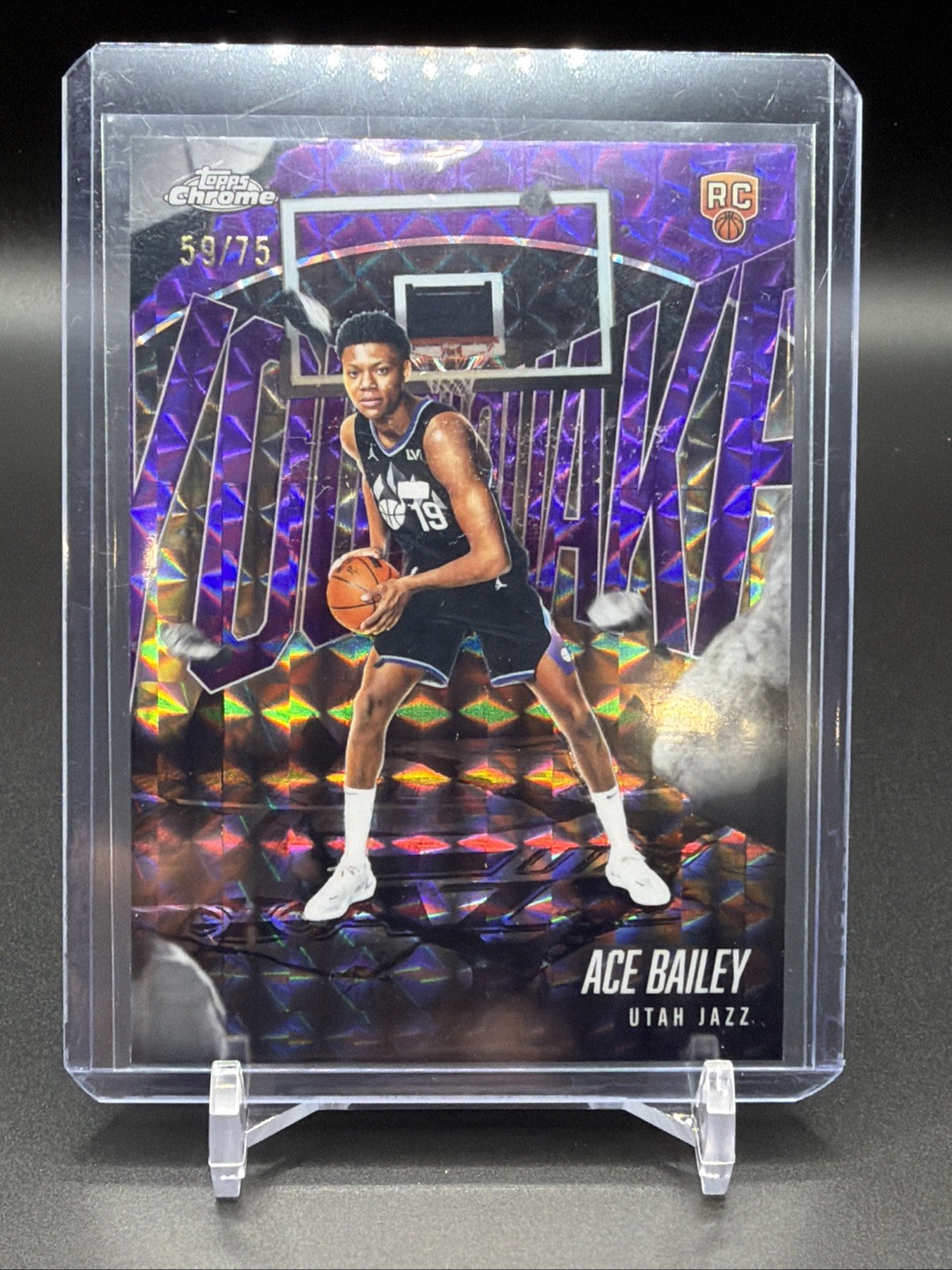 2025-26 Topps Chrome Ace Bailey Purple Geometric Youthquake /75 Rookie (RC) SSP