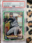2024 BOWMAN CHROME PROSPECTS LUNAR GLOW REFRACTOR #BCP125 PAUL SKENES PSA 10