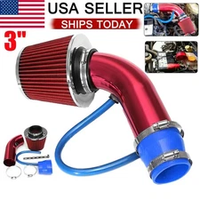 3" Car Cold Air Intake Filter Induction Kit Pipe Aluminum Power Flow Hose System