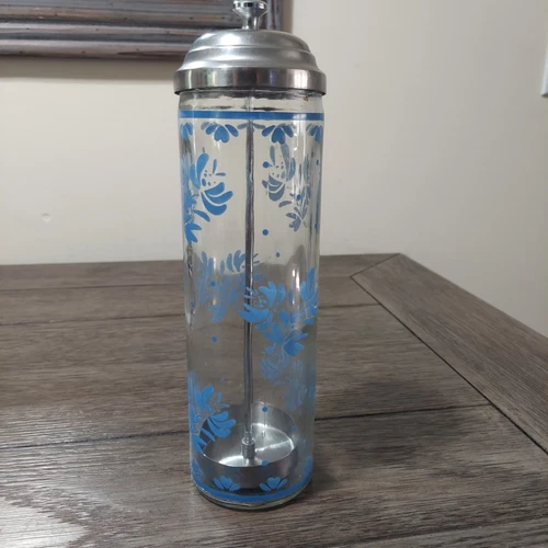Vtg Pfaltzgraff Yorktowne Painted Glass Straw Holder Dispenser Lid -Rare