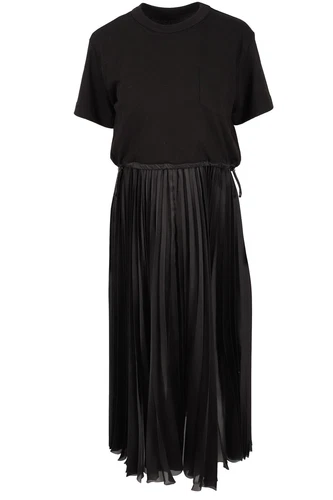 MAXI ABITO PICCOLO SACAI COTONE NERO