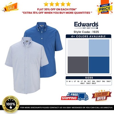 Edwards Garments 1925 Men's Short Sleeve Comfortable Tall Pinpoint Oxford Shirt
