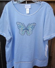 2025 Collection 💥💎ALFRED DUNNER💥💎 CLASSICS Striped Butterfly Top XL