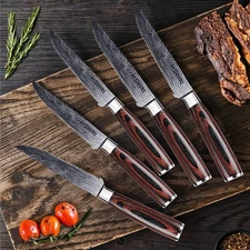 Seido Knives 5-Piece Stainless Steel Serrated Steak Knives Table Cutlery