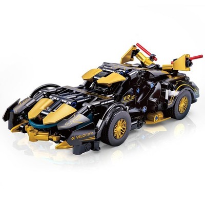 1:18 Race Car Building Blocks Set, Black Cyberpunk Sport Supercar Model Toys ...
