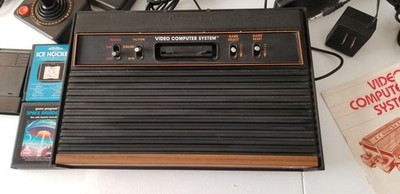 Atari 2600 Console Bundle Tested Working Box Controllers Games + Adapter