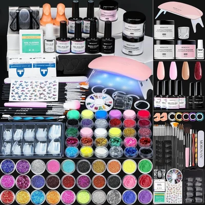 Morovan Acryl Nagel Set 42-in-1 Nagelkunst Pailletten Gel Nagel Kit DIY Nail Art