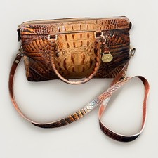 Brahmin Stacy Toasted Melbourne Vintage Brown Croc Embossed Leather Handbag