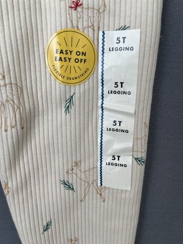 Cat & Jack 5T Toddler Leggings Beige Deer Easy On Easy Off - Picture 4 of 12