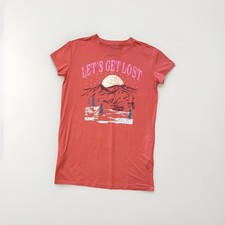 Joyspun Women s S/M Red Graphic Print Sleepshirt w/ Pockets Crew Neck