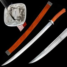 Battle Broadsword Sword Saber Sharp High Manganese Steel Blade Redwood Handle