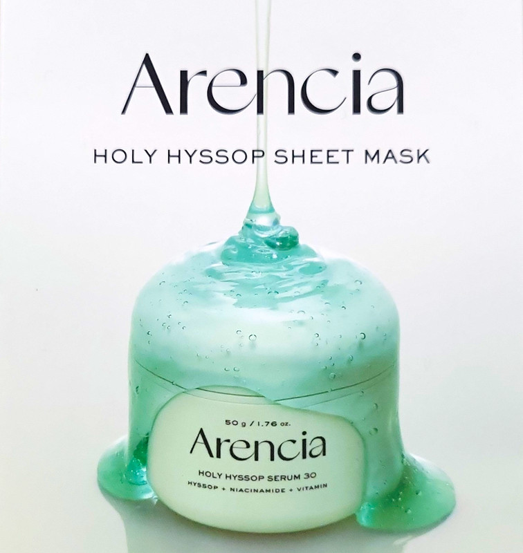 Arencia Holy Hyssop Sheet Mask Glow Moisturizing Hydrating 135 mL