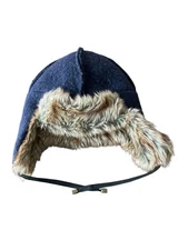 BDG Buffalo Wool Blend Trapper Hat Faux Fur Blue Lined Urban Outfitters