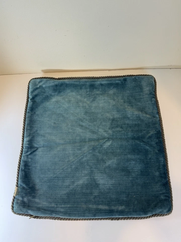 Arhaus Teal & Gold Damask and Velvet Pillow Cover 18x18 Regencycore Glam (two) - Image 3 of 4