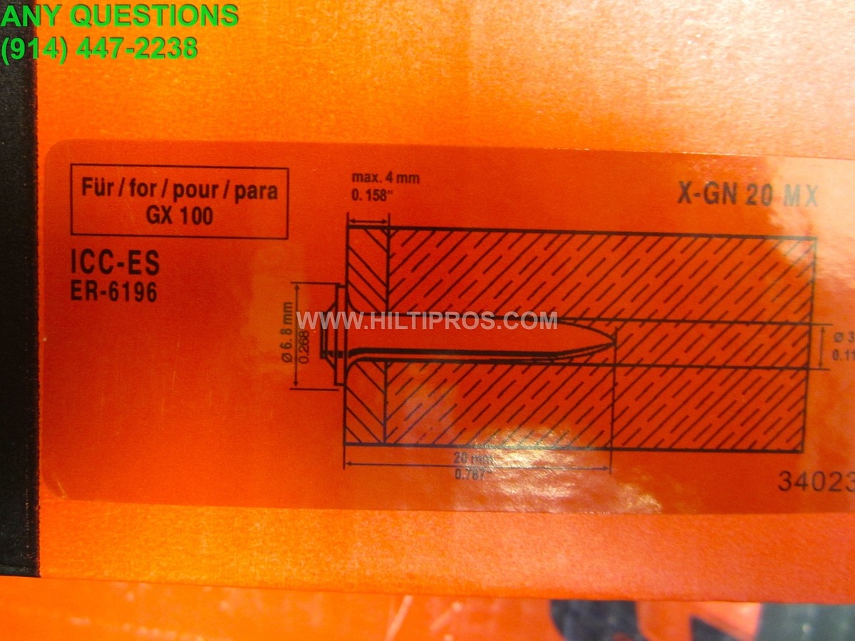 HILTI X-GN 20MX *750* BOX, W. GAS, 3/4 , GC 22 GX 120, FREE
