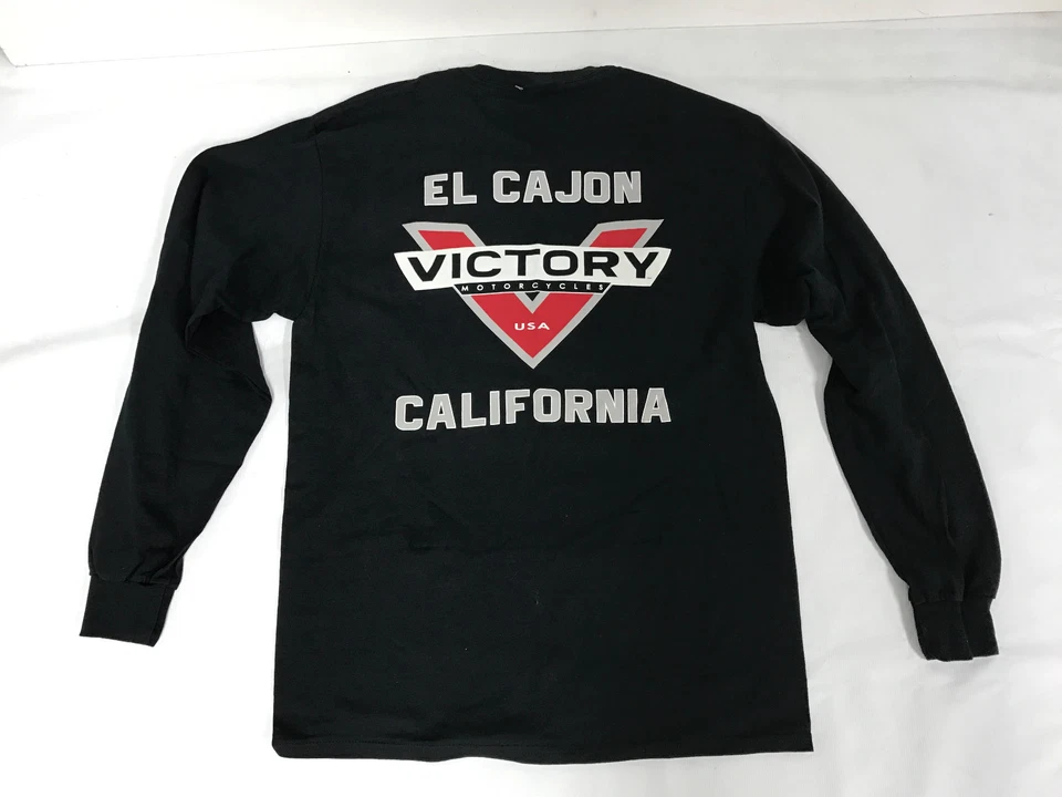 VICTORY MOTORCYCLES ALL COTTON MENS BLACK LS TEE EL CAJON, CALIFORNIA SIZE SMALL Foto 2 de 2