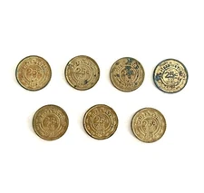 1982 Vintage Chuck E Cheese Tokens Pizza Time Theatre 7 Brass Coin Retro Arcade