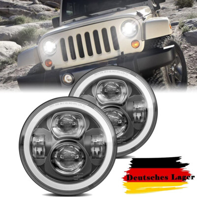 Für Land Rover Defender Jeep Wrangler TJ LJ JK E24 Paar 7 Zoll LED Scheinwerfer