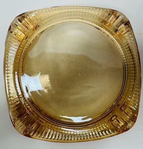 Jeannette Ringelblume KARNEVAL Depression irisierend Glas quadratisch ASCHENBECHER Vintage - Bild 3 von 4